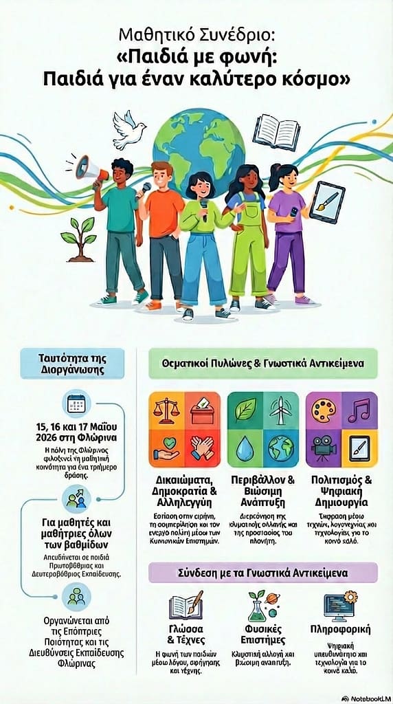 Αφίσα Μαθητικού Συνεδρίου με τίτλο: "Παιδιά με φωνή:Παιδιά για έναν καλύτερο κόσμο"